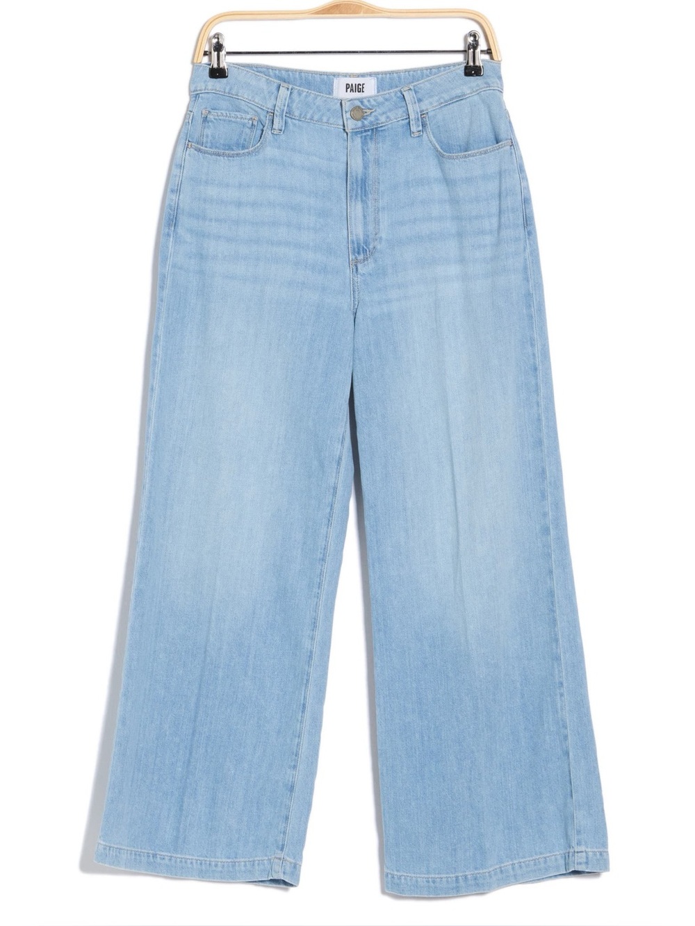 Paige Genesee High Rise Wide Leg Crop Jeans Light Wash 32